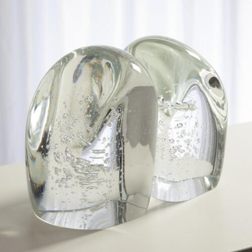 Chunk Bookends-Clear w/Bubbles
