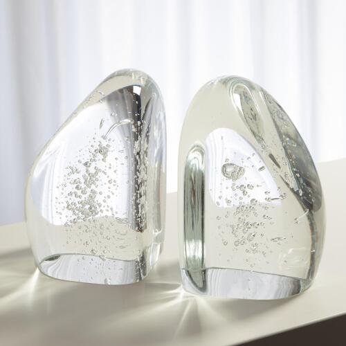 Chunk Bookends-Clear w/Bubbles