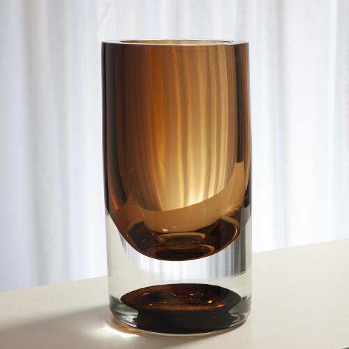 Vorrei Thick Cylinder Vase-Amber Tobacco