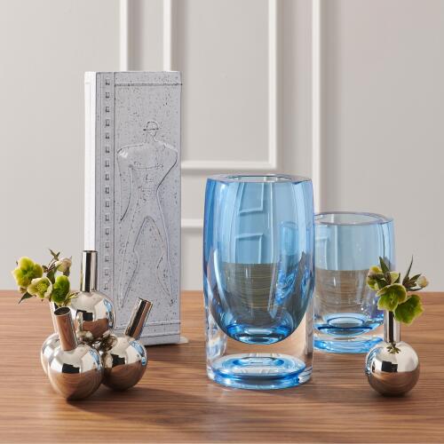 Vorrei Thick Cylinder Vase-Blue/Light Blue