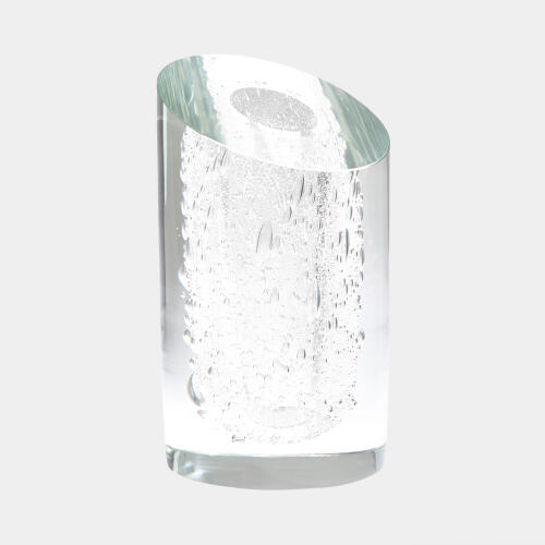 slant vase-clear w/bubbles