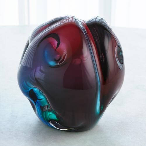 Dimpled Sphere-Ruby/Turquoise