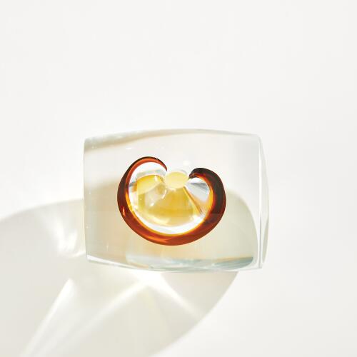 Barrel Vase-Amber/Clear