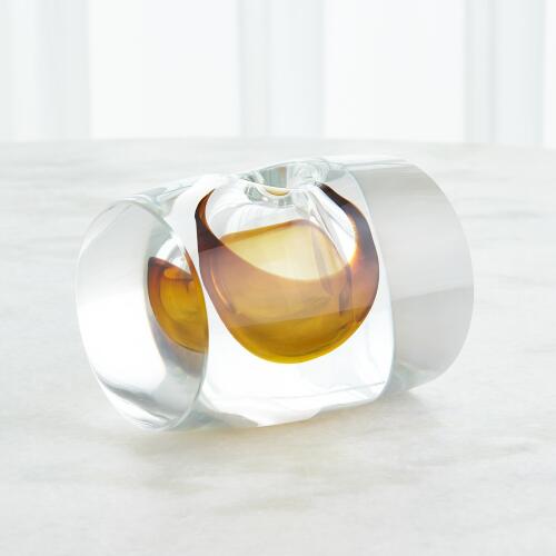 Barrel Vase-Amber/Clear