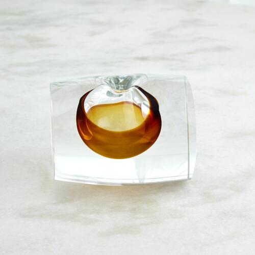 Barrel Vase-Amber/Clear