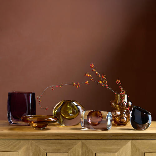 Barrel Vase-Amber/Clear