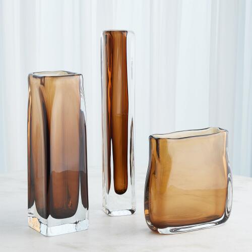Soft Rectangle Vase-Dark Amber