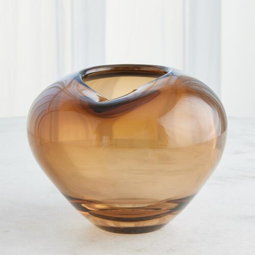 Undulating Vase-Dark Amber