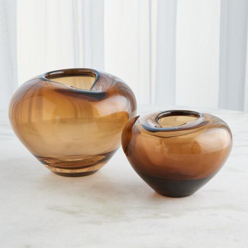 Undulating Vase-Dark Amber