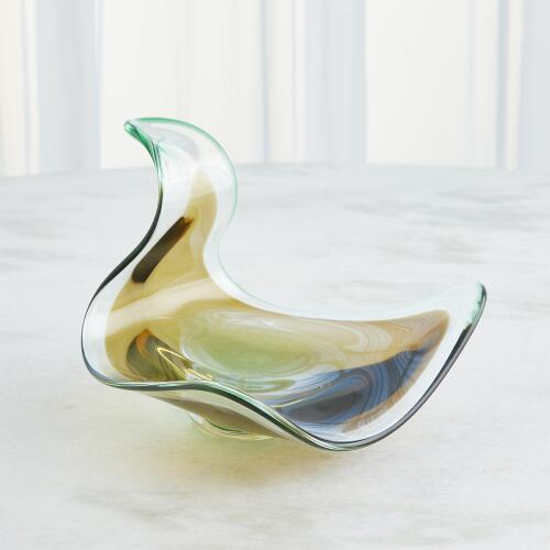 Wave Bowl-Amber/Green