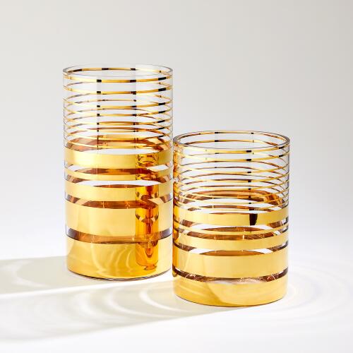 Shimmering Striped Vase/Hurricane-Gold