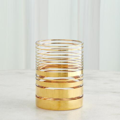 Shimmering Striped Vase/Hurricane-Gold