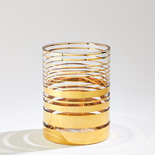 Shimmering Striped Vase/Hurricane-Gold