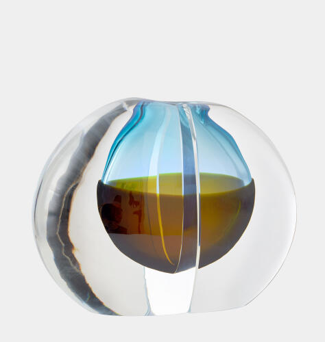 Split Vase Bookend-Topaz/Blue