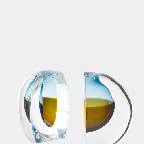 Split Vase Bookend-Topaz/Blue