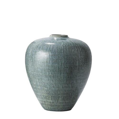 Check Bulbous Vase-Reactive Silver Blue