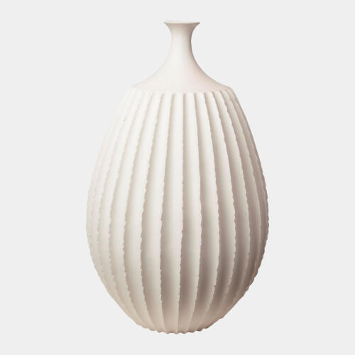 Sawtooth Vase-Rustic White-Lg