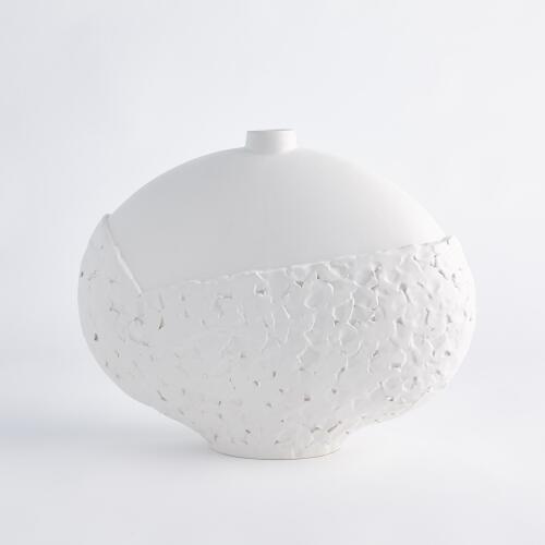Asymmetrical Stipple Vase-Matte White