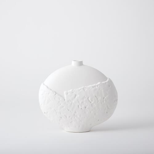Asymmetrical Stipple Vase-Matte White