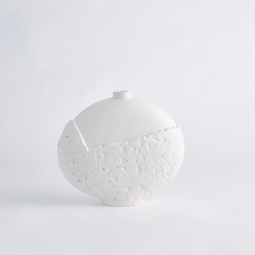 Asymmetrical Stipple Vase-Matte White