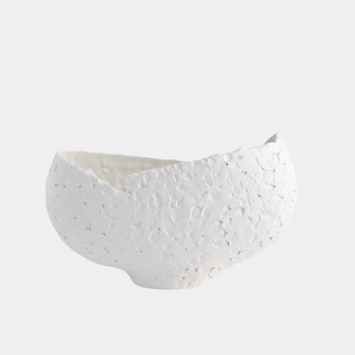 Asymmetrical Stipple Bowl-Matte White