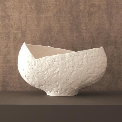Asymmetrical Stipple Bowl-Matte White