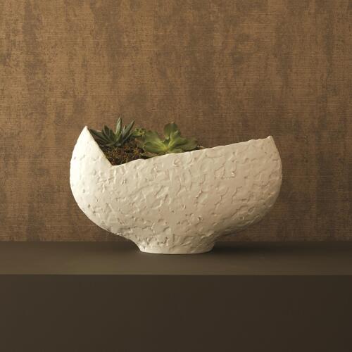 Asymmetrical Stipple Bowl-Matte White