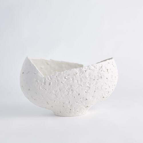 Asymmetrical Stipple Bowl-Matte White