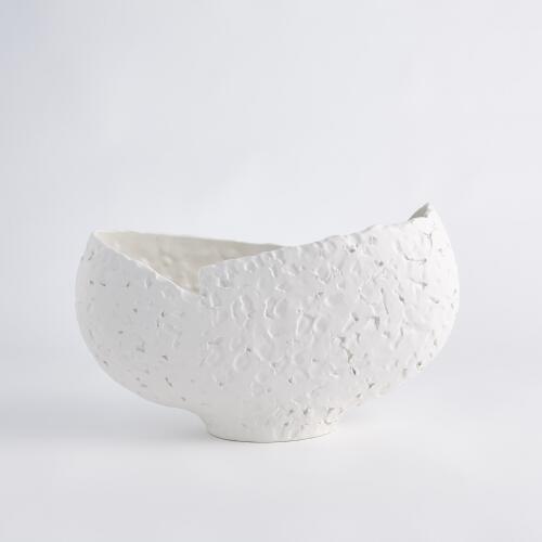 asymmetrical stipple bowl-matte white