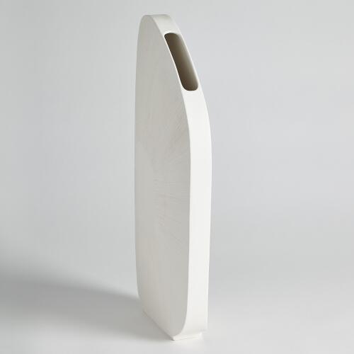 Offset Scratch Vase-Matte White
