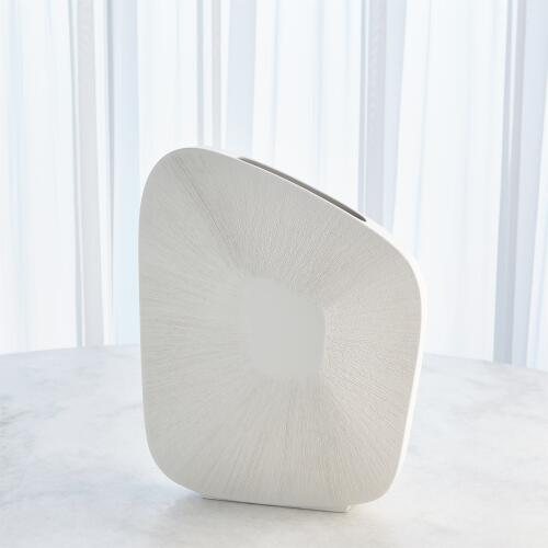 Offset Scratch Vase-Matte White