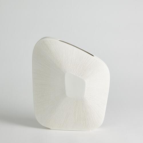 Offset Scratch Vase-Matte White