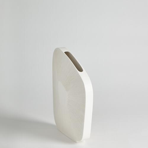Offset Scratch Vase-Matte White