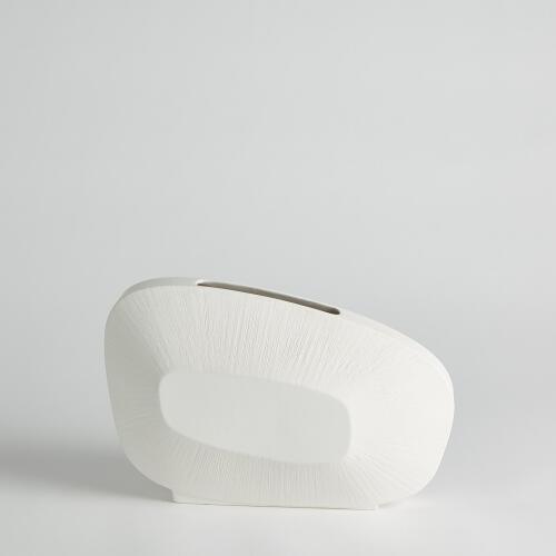 Offset Scratch Vase-Matte White