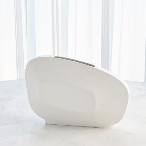 Offset Scratch Vase-Matte White