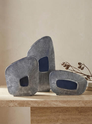 Offset Square Scratch Vase-Ink-Tall