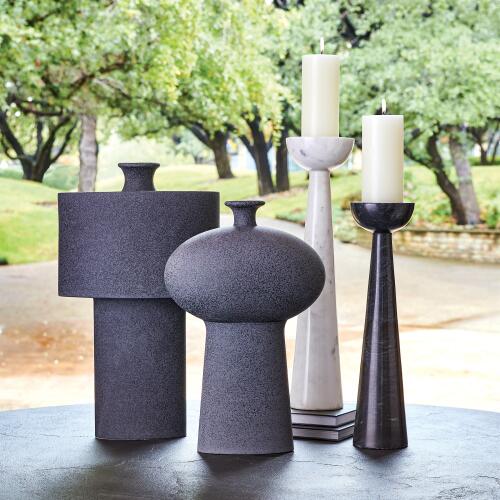 Folk Ovoid Vase-Black Stone