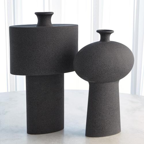 Folk Ovoid Vase-Black Stone
