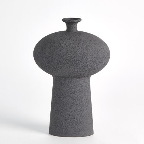 Folk Ovoid Vase-Black Stone