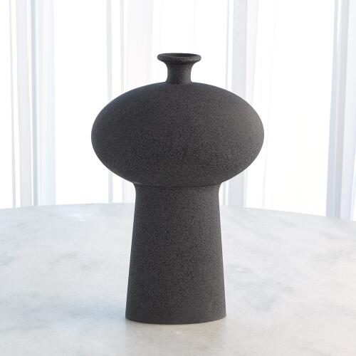 Folk Ovoid Vase-Black Stone