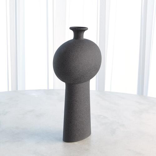 Folk Ovoid Vase-Black Stone