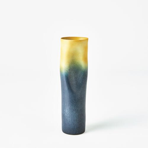 Indent Vase-Grey/Yellow