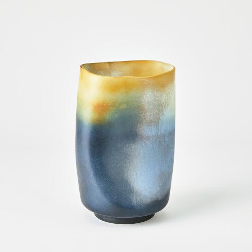 Indent Vase-Grey/Yellow
