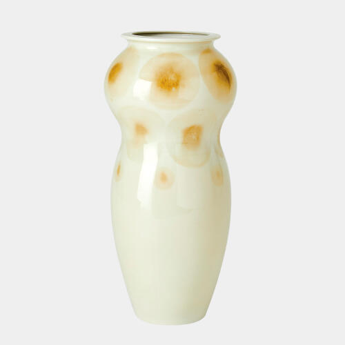 Spots Vase-White w/Taupe Spots
