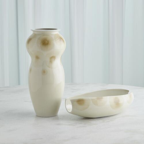 Spots Vase-White w/Taupe Spots
