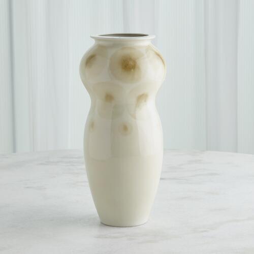 Spots Vase-White w/Taupe Spots