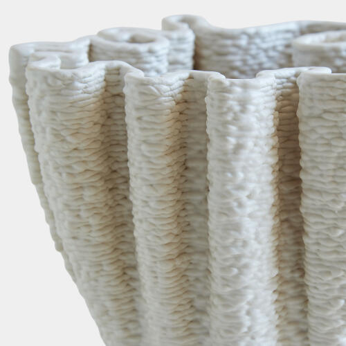 Kumiko Ripple Printed Vase-Matte White-Short