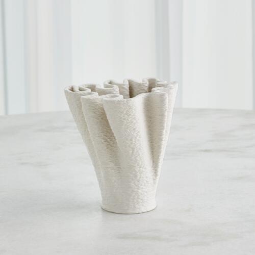 Ripple Printed Vase-Matte White
