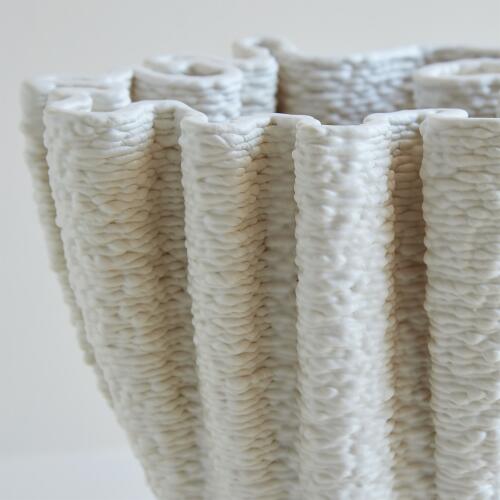 Ripple Printed Vase-Matte White