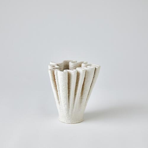 Ripple Printed Vase-Matte White